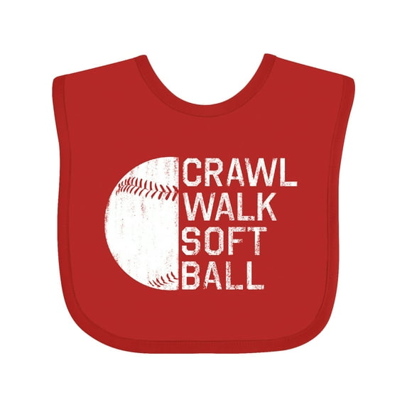 Inktastic Crawl Walk Softball Boys or Girls Baby Bib