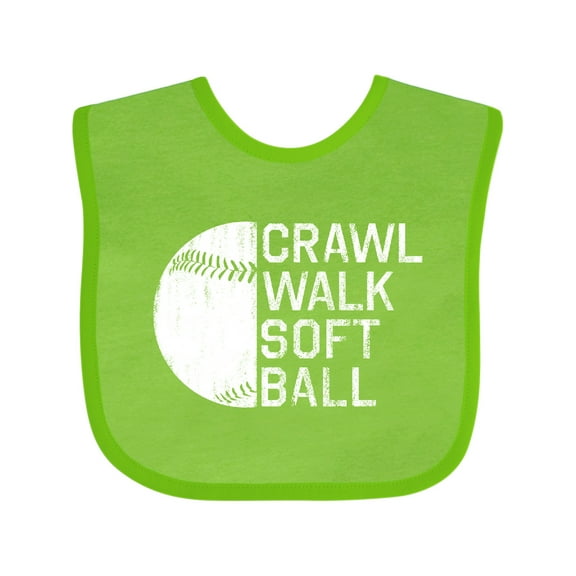 Inktastic Crawl Walk Softball Boys or Girls Baby Bib