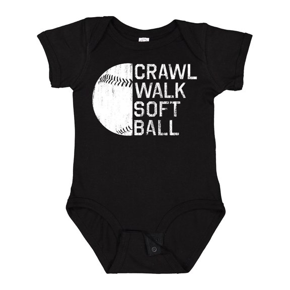 Inktastic Crawl Walk Softball Boys or Girls Baby Bodysuit