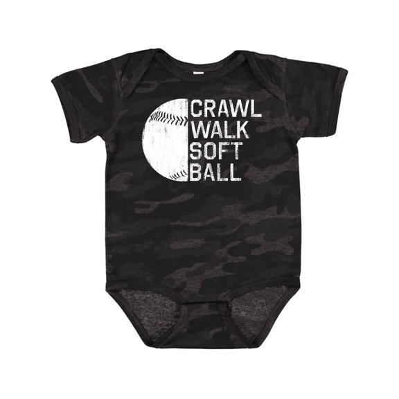 Inktastic Crawl Walk Softball Boys or Girls Baby Bodysuit
