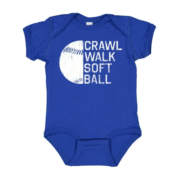 Inktastic Crawl Walk Softball Boys or Girls Baby Bodysuit