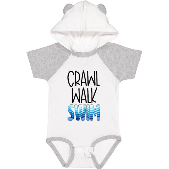 Inktastic Crawl Walk Swim Wave Design Boys or Girls Baby Bodysuit