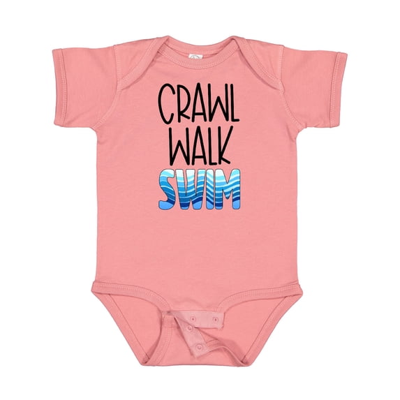 Inktastic Crawl Walk Swim Wave Design Boys or Girls Baby Bodysuit