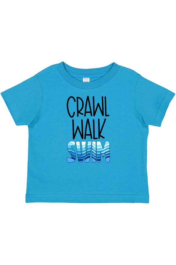 Crawl Walk Swim Wave Design Boys or Girls Baby T-Shirt