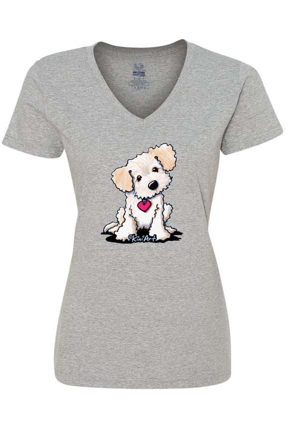 Cream Doodle Pup Women's V-Neck T-Shirt