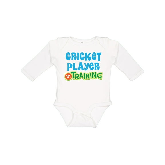 Inktastic Cricket Player in Training Boys or Girls Long Sleeve Baby Bodysuit