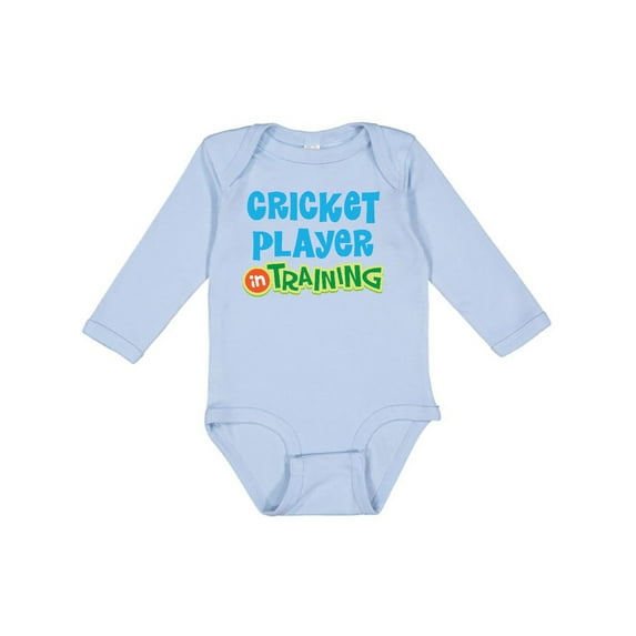 Inktastic Cricket Player in Training Boys or Girls Long Sleeve Baby Bodysuit