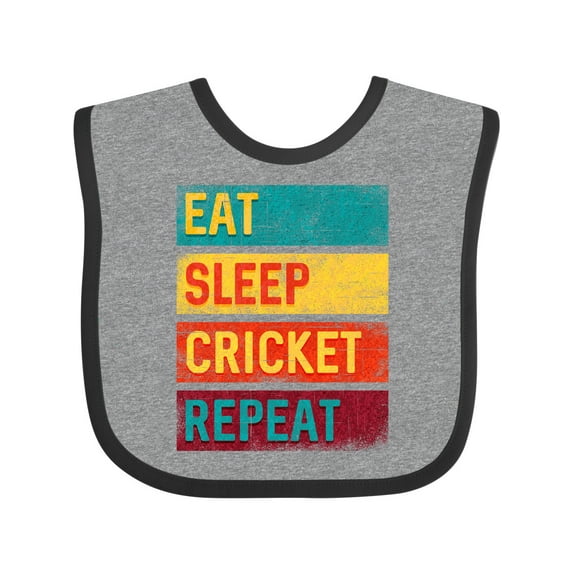 Inktastic Cricket Sports Eat Sleep Cricket Repeat Boys or Girls Baby Bib
