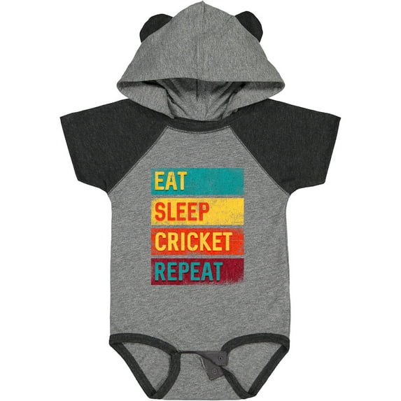 Inktastic Cricket Sports Eat Sleep Cricket Repeat Boys or Girls Baby Bodysuit