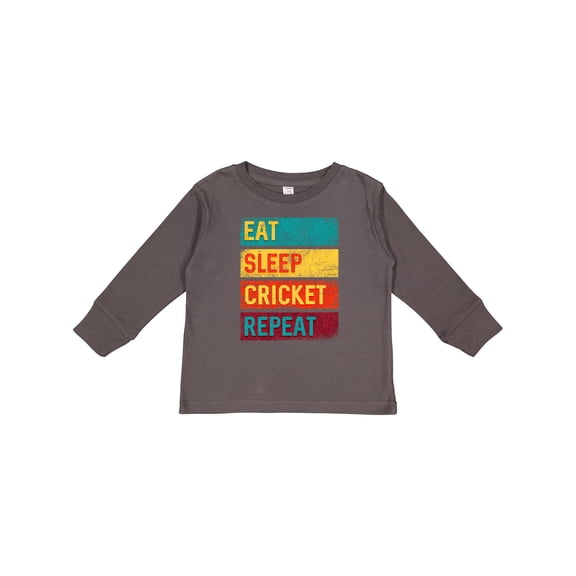 Inktastic Cricket Sports Eat Sleep Cricket Repeat Boys or Girls Long Sleeve Toddler T-Shirt