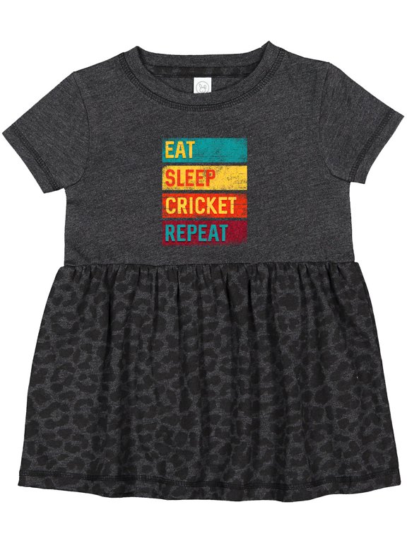 Cricket Sports Eat Sleep Cricket Repeat Girls Baby Dress
