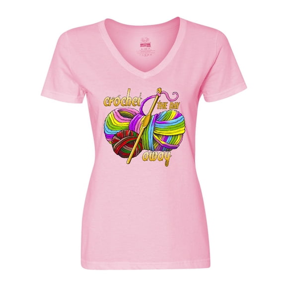Inktastic Crochet the Day Away Women's V-Neck T-Shirt