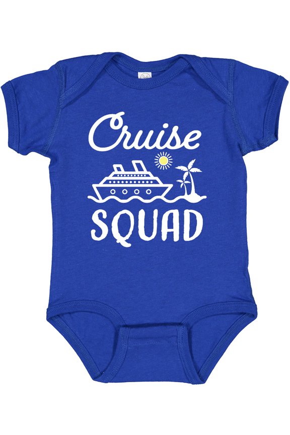 Cruise Squad with Vector Cruise Ship and Palm Trees Boys or Girls Baby Bodysuit