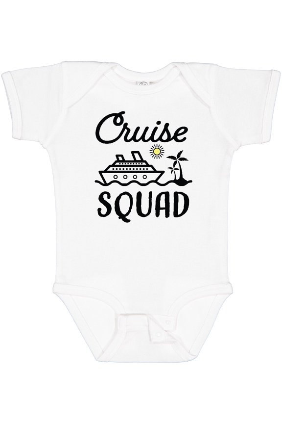 Cruise Squad with Vector Cruise Ship and Palm Trees Boys or Girls Baby Bodysuit