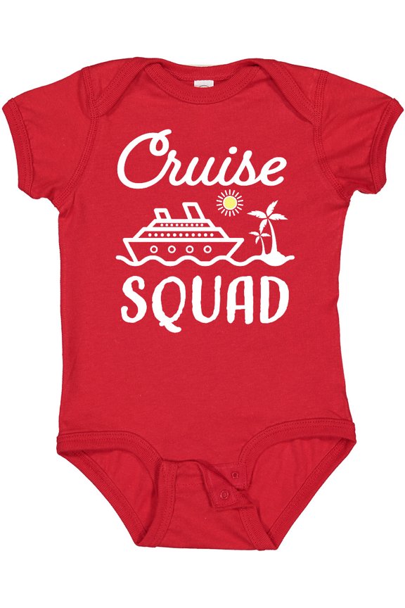 Cruise Squad with Vector Cruise Ship and Palm Trees Boys or Girls Baby Bodysuit