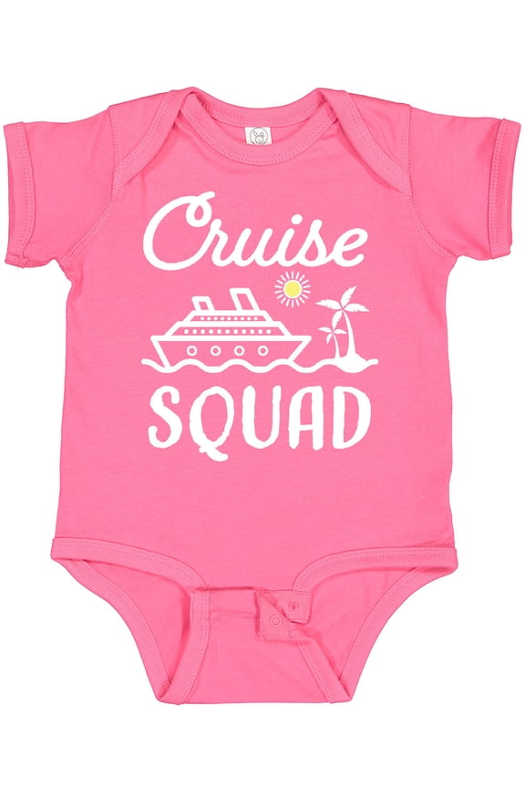 Cruise Squad with Vector Cruise Ship and Palm Trees Boys or Girls Baby Bodysuit