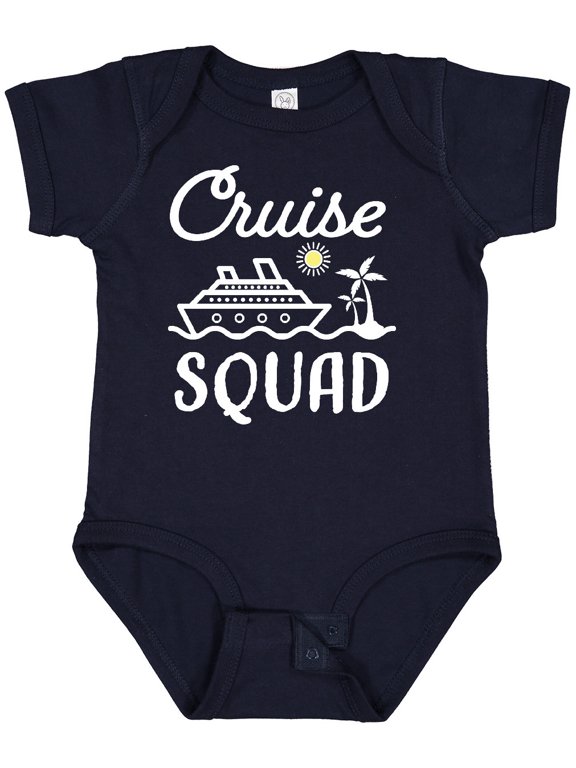 Cruise Squad with Vector Cruise Ship and Palm Trees Boys or Girls Baby Bodysuit