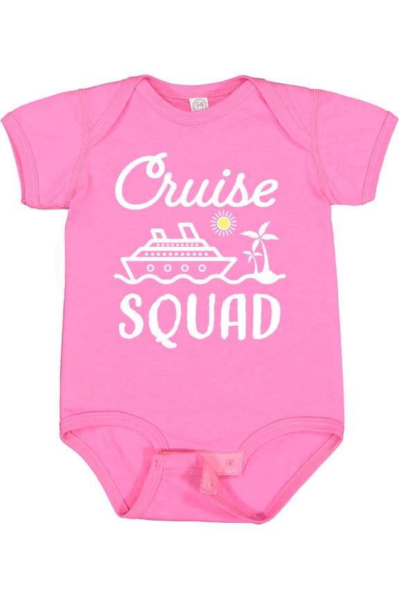 Cruise Squad with Vector Cruise Ship and Palm Trees Boys or Girls Baby Bodysuit