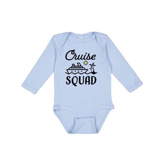 Inktastic Cruise Squad with Vector Cruise Ship and Palm Trees Boys or Girls Long Sleeve Baby Bodysuit