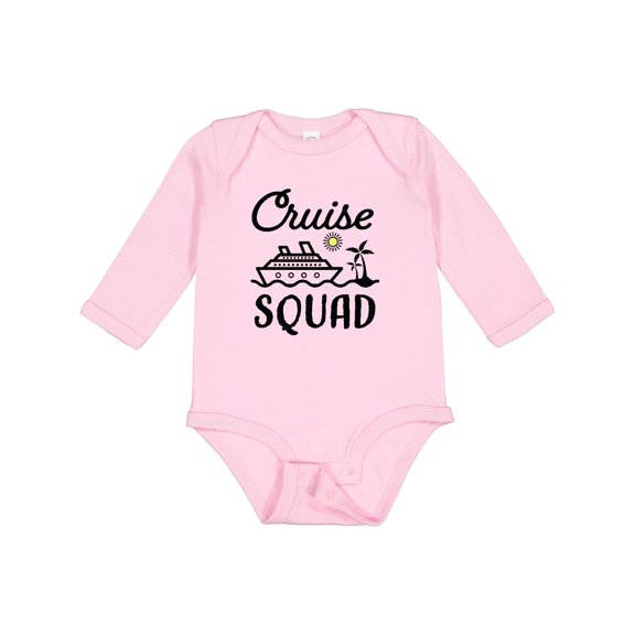 Inktastic Cruise Squad with Vector Cruise Ship and Palm Trees Boys or Girls Long Sleeve Baby Bodysuit