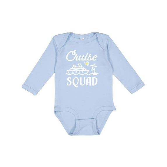 Inktastic Cruise Squad with Vector Cruise Ship and Palm Trees Boys or Girls Long Sleeve Baby Bodysuit