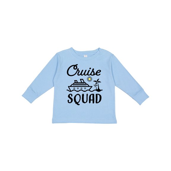 Inktastic Cruise Squad with Vector Cruise Ship and Palm Trees Boys or Girls Long Sleeve Toddler T-Shirt
