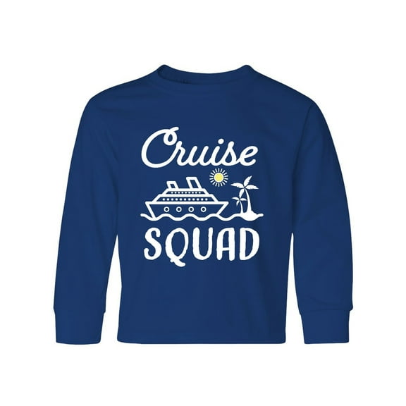 Inktastic Cruise Squad with Vector Cruise Ship and Palm Trees Long Sleeve Youth T-Shirt