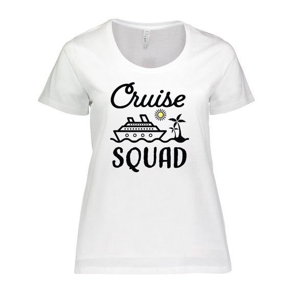 Inktastic Cruise Squad with Vector Cruise Ship and Palm Trees Women's Plus Size T-Shirt