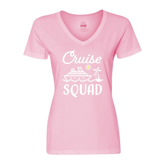 Inktastic Cruise Squad with Vector Cruise Ship and Palm Trees Women's V-Neck T-Shirt