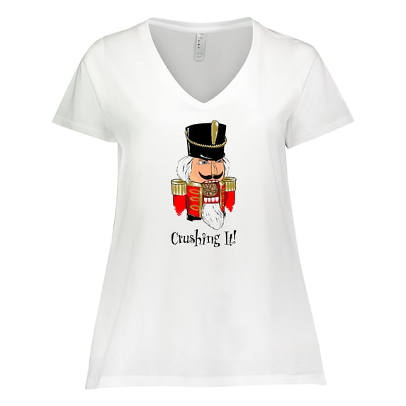 Inktastic Crushing It Nutcracker Women's Plus Size V-Neck T-Shirt