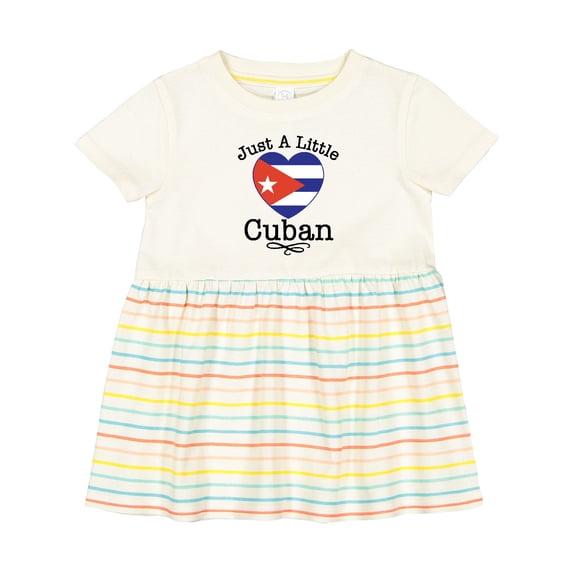Inktastic Cuba Flag Heart Just a Little Cuban Heritage Girls Baby Dress