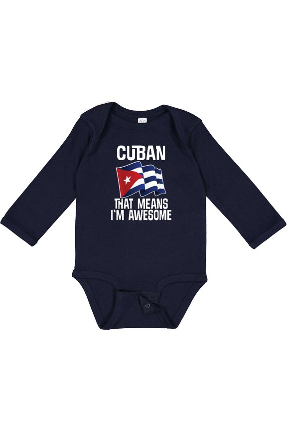 Cuban Pride Cuba Flag Boys or Girls Long Sleeve Baby Bodysuit
