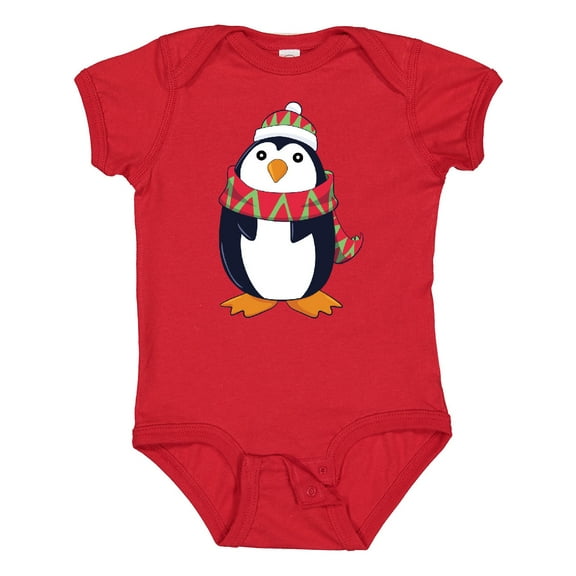 Inktastic Cuddly Christmas Penguin Boys or Girls Baby Bodysuit