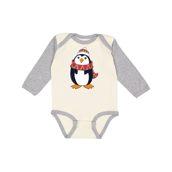 Inktastic Cuddly Christmas Penguin Boys or Girls Long Sleeve Baby Bodysuit