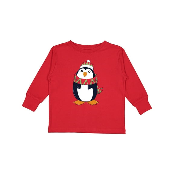 Inktastic Cuddly Christmas Penguin Boys or Girls Long Sleeve Toddler T-Shirt
