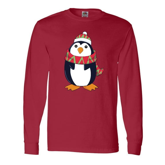 Inktastic Cuddly Christmas Penguin Long Sleeve T-Shirt