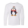 thumbnail image 1 of Inktastic Cuddly Christmas Penguin Long Sleeve Youth T-Shirt, 1 of 5