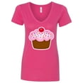 thumbnail image 1 of Inktastic Cupcake Women's V-Neck T-Shirt, 1 of 5