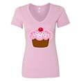 thumbnail image 1 of Inktastic Cupcake Women's V-Neck T-Shirt, 1 of 5