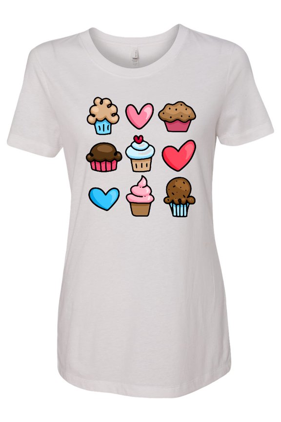 Cupcakes, Muffins, and Hearts Women's T-Shirt