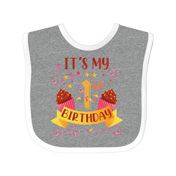 Inktastic Cupcakes and Confetti 1st Birthday Boys or Girls Baby Bib