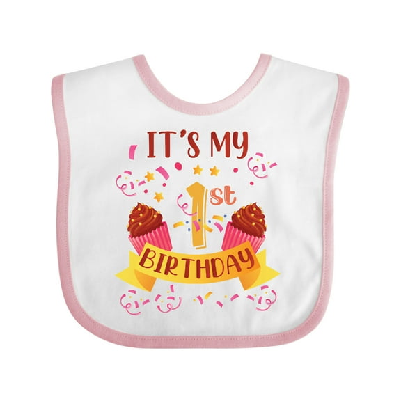 Inktastic Cupcakes and Confetti 1st Birthday Boys or Girls Baby Bib