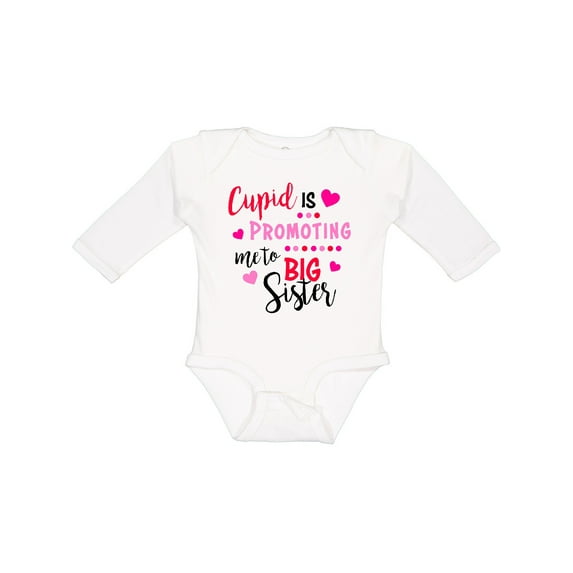 Inktastic Cupid is Promoting Me to Big Sister Girls Long Sleeve Baby Bodysuit