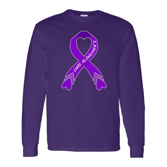Inktastic Cure Alzheimer's Purple Heart Ribbon Long Sleeve T-Shirt