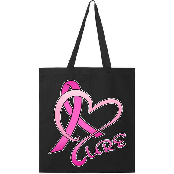 Inktastic Cure Breast Cancer Awareness Pink Ribbon Tote Bag