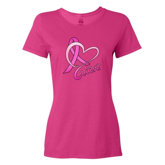Inktastic Cure- Breast Cancer Awareness Pink Ribbon Women's T-Shirt