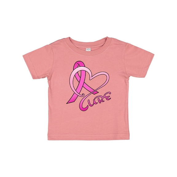 Inktastic Cure- Breast Cancer Awareness pink ribbon Boys or Girls Baby T-Shirt