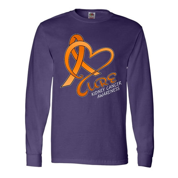 Inktastic Cure- Kidney Cancer Awareness Orange Ribbon Long Sleeve T-Shirt