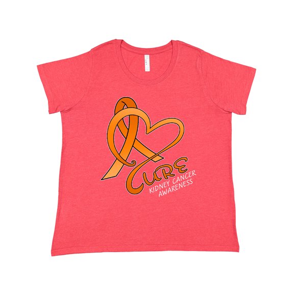Inktastic Cure- Kidney Cancer Awareness Orange Ribbon Women's Plus Size T-Shirt
