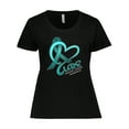 thumbnail image 1 of Inktastic Cure- Ovarian Cancer Awareness Teal Ribbon Women's Plus Size T-Shirt, 1 of 5